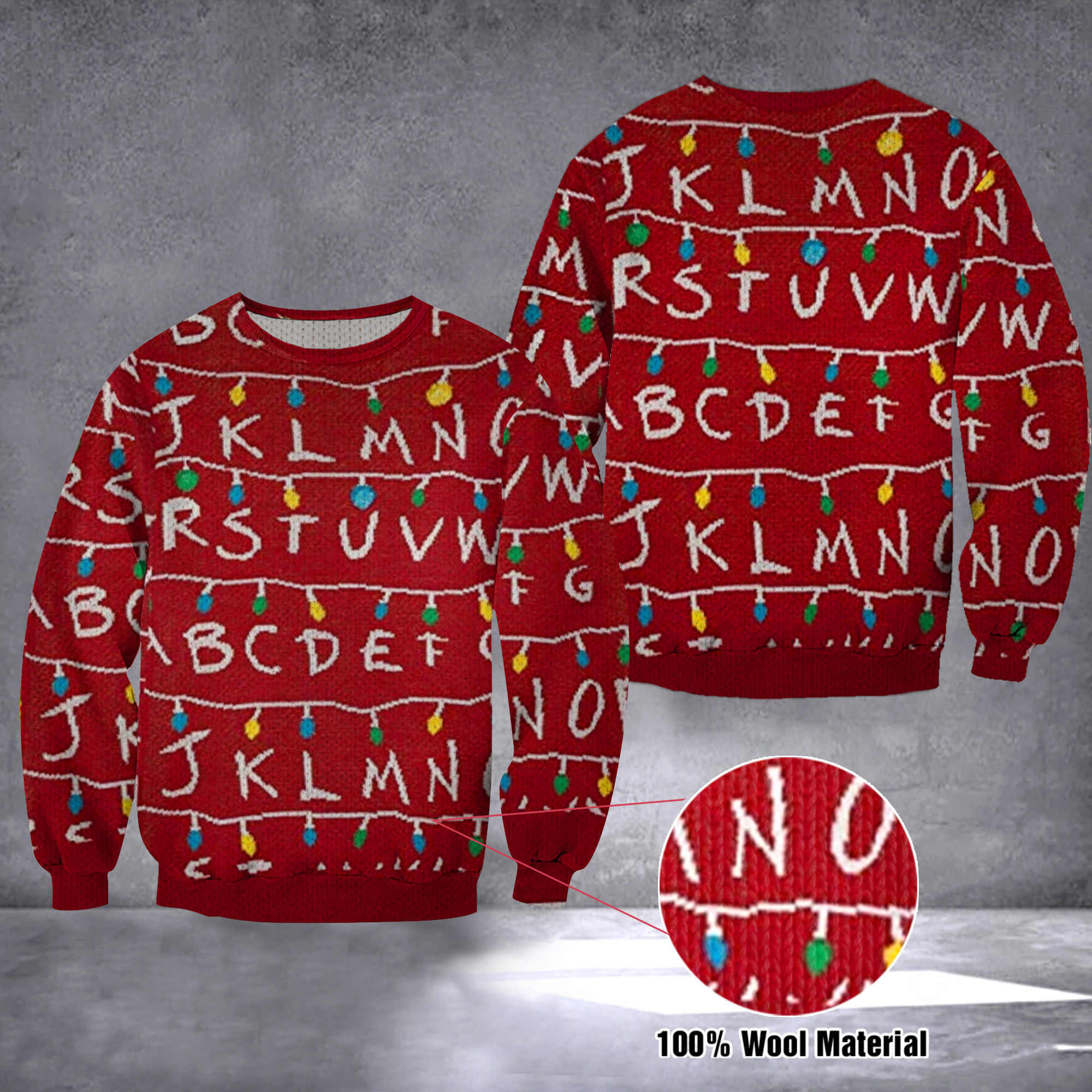 Stranger Things Alphabet Ugly Christmas Sweater Gifts For Stranger Things Fans Merch