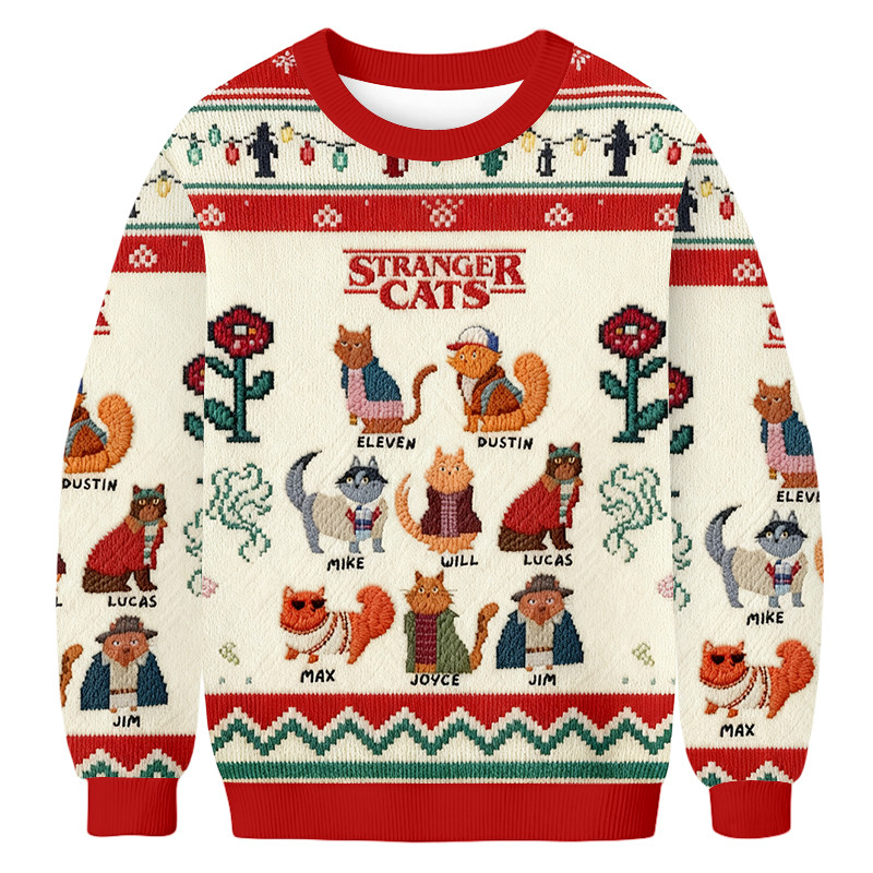 Stranger Things Cat Ugly Sweater Winter Outfits Stranger Things Lover Xmas Gifts