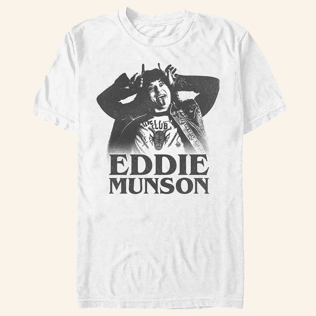 Stranger Things Eddie Munson Merch Horns T-Shirt Great Gifts For Husband