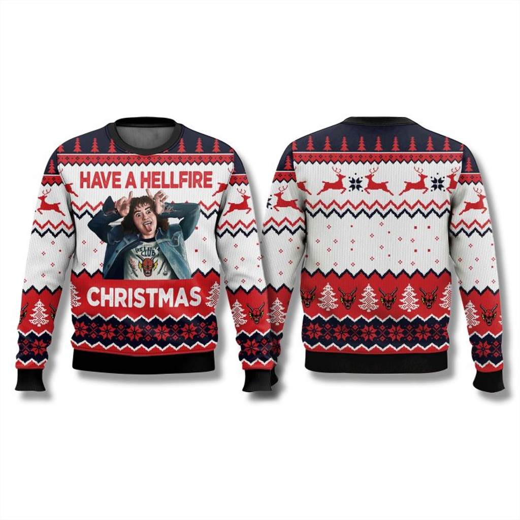 Stranger Things Have A Hellfire Christmas Ugly Sweater Stranger Things Merch Xmas Gifts