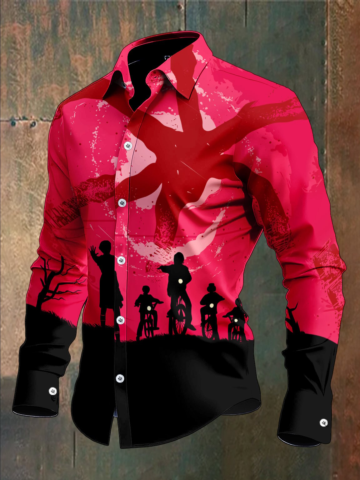 Stranger Things Merch 2025 Button Long Sleeve Shirt Devil Art Stranger Things Shirt Fantasy Gifts