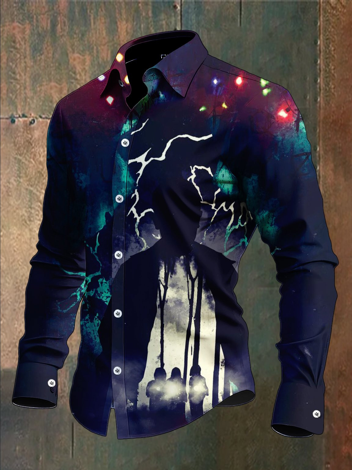 Stranger Things Merch 2025 Button Long Sleeve Shirt Retro Devil Art Stranger Things Gifts