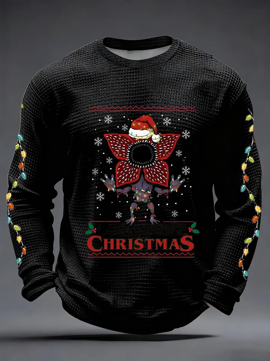 Stranger Things Merch 2025 Christmas Sweatshirt Demogorgon Pattern Stranger Things Clothing Gift