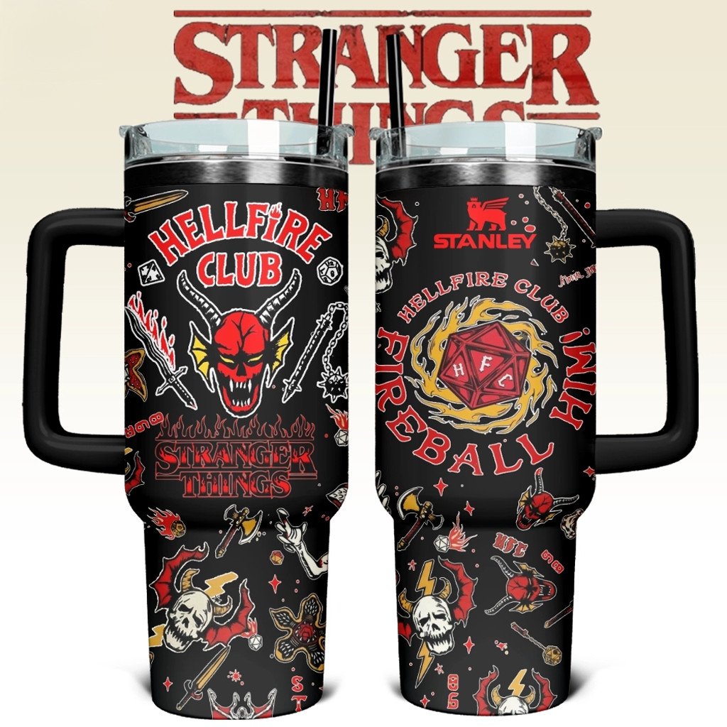 Stranger Things Merch 2025 Hellfire Club Fireball Him Stanley Tumbler Cup Gifts For Fans