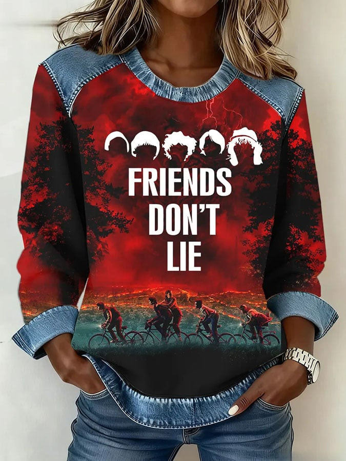 Stranger Things Merch 2025 Sweatshirt Friends Don't Lie Stranger Things Clothing Gifts For Her