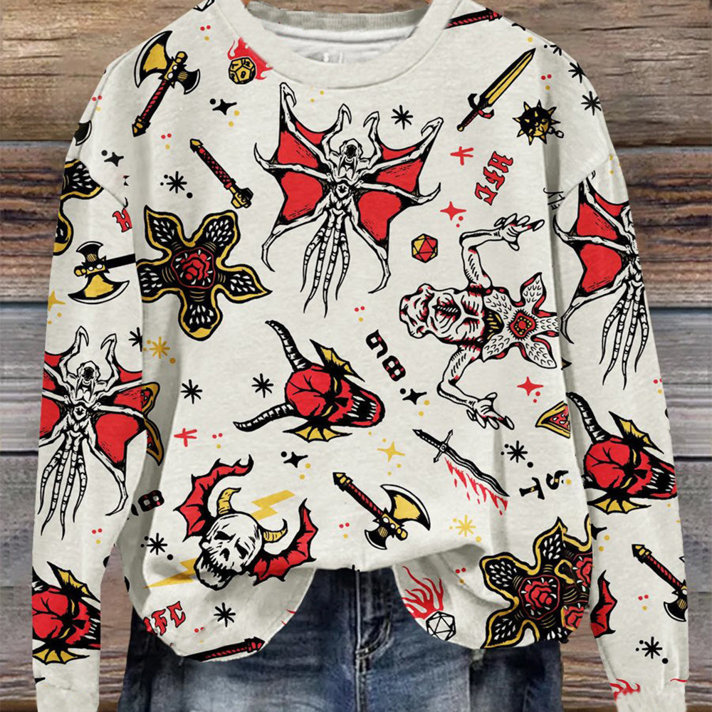 Stranger Things Merch Hawkins Sweatshirt Upside Down Hellfire Club Apparel Xmas Gift Ideas