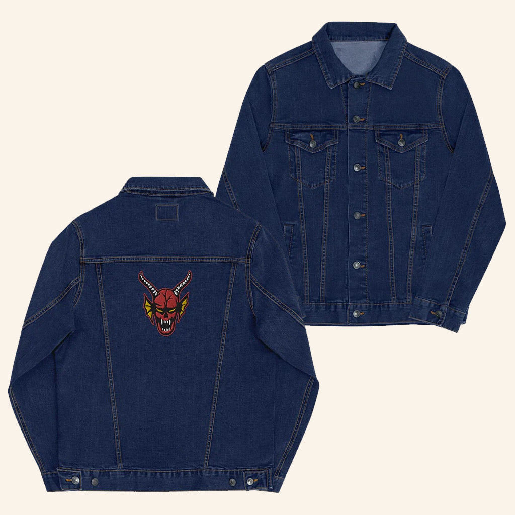 Stranger Things Merch Hellfire Club Logo Denim Jacket Xmas Gifts For Him Stranger Things Merch Hellfire Club Logo Denim Jacket Xmas Gifts For Him