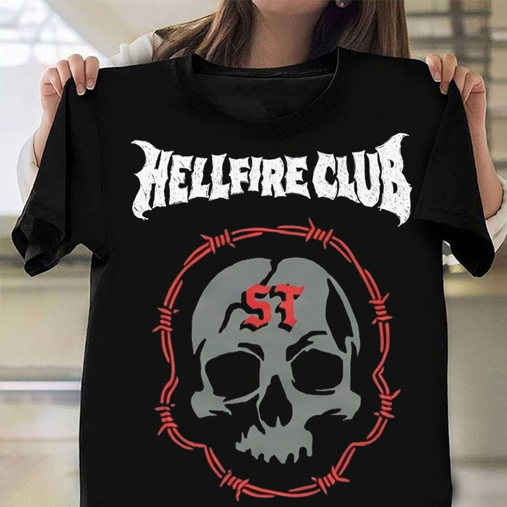 Stranger Things Merch Hellfire Club T-Shirt Skull Art Design Shirt Girlfriend Gift Ideas
