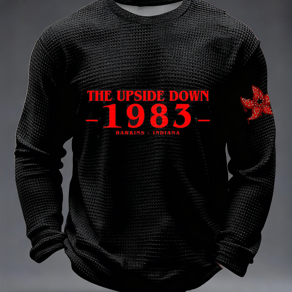 Stranger Things Merch Long Sleeve Shirt The Upside Down 1983 Hawkins Indiana Clothing Gifts