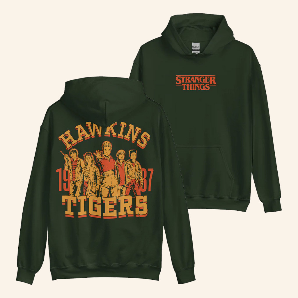 Stranger Things Merch Stranger Things Hoodie Hawkins Tigers 87 Hoodie Present For Dad