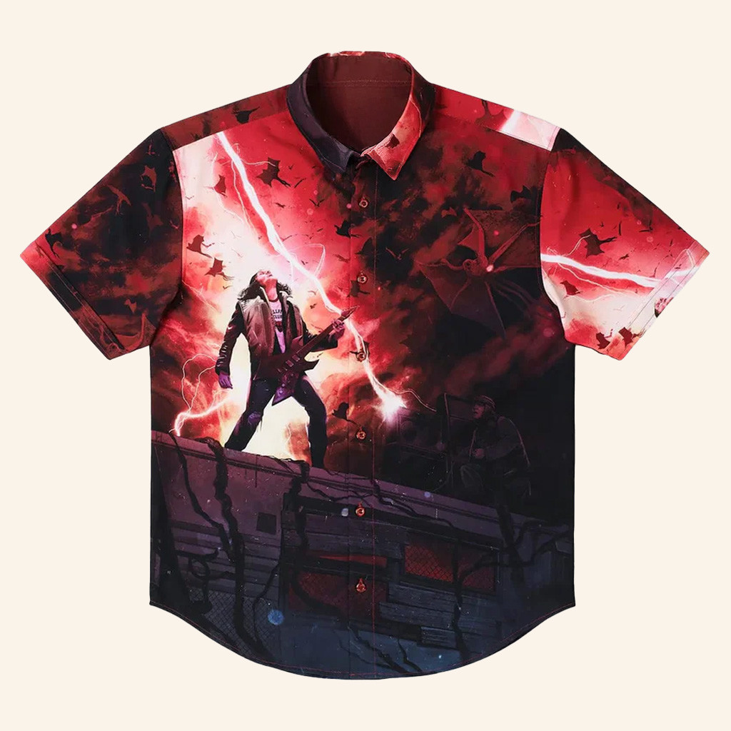 Stranger Things Merch Stranger Things x RSVLTS Most Metal Ever KUNUFLEX Button Up Shirt