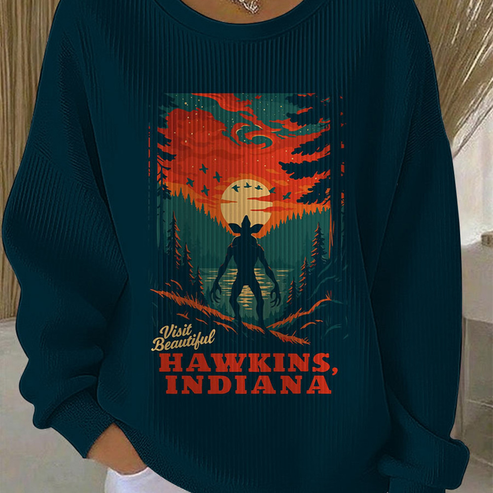 Stranger Things Merch Sweatshirt Demogorgon Hawkins Indiana Stranger Things Clothing Presents