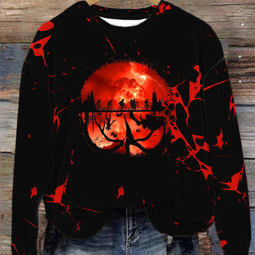 Stranger Things Merch Sweatshirt The Red Lighting Stranger Things Apparel Enthusiasts Gifts
