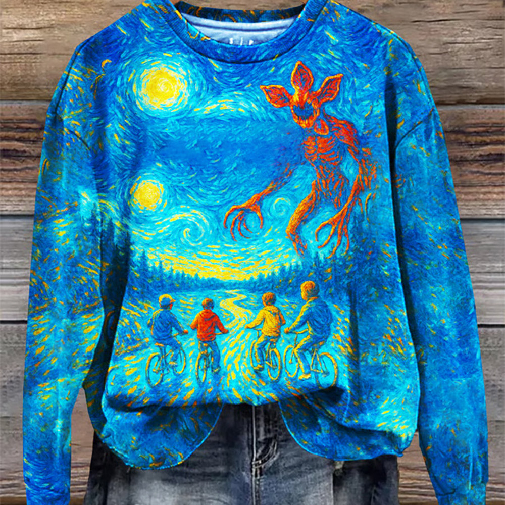 Stranger Things Merch Sweatshirt The Starry Night Hawkins Indiana Stranger Things Apparel Gifts