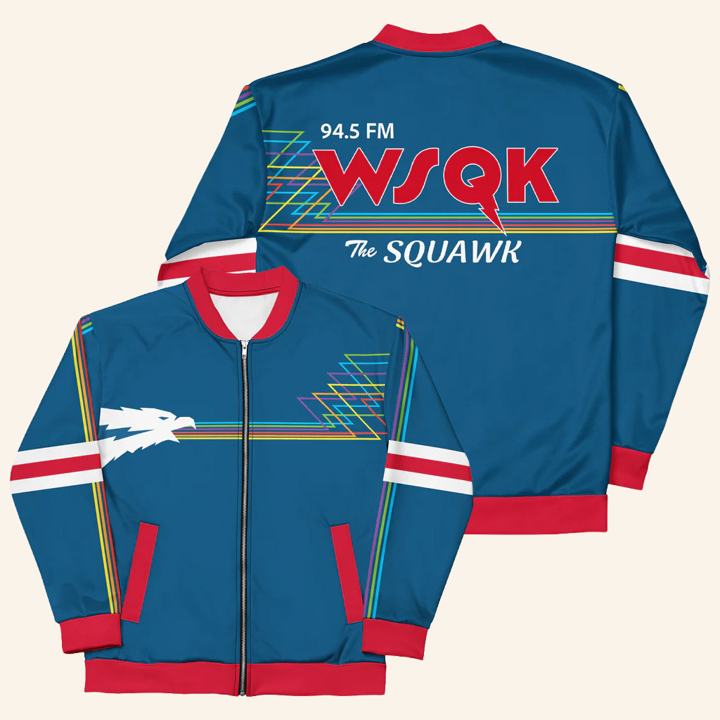 Stranger Things WSQK Merch Stranger Things The Squawk Bomber Jacket Gifts For Husband