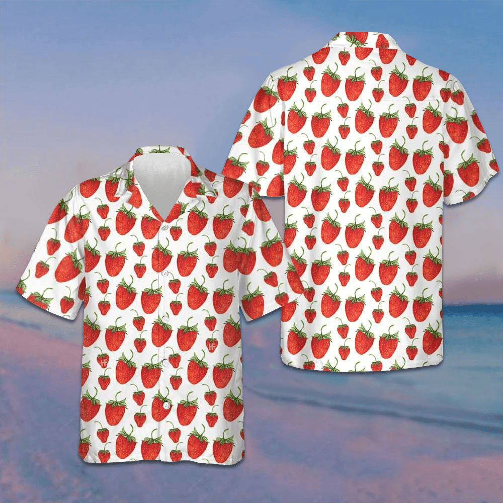 Strawberries Hawaiian Shirt Button Up Summer Shirts For Men Gifts For Strawberry Lovers Strawberries Hawaiian Shirt Button Up Summer Shirts For Men Gifts For Strawberry Lovers