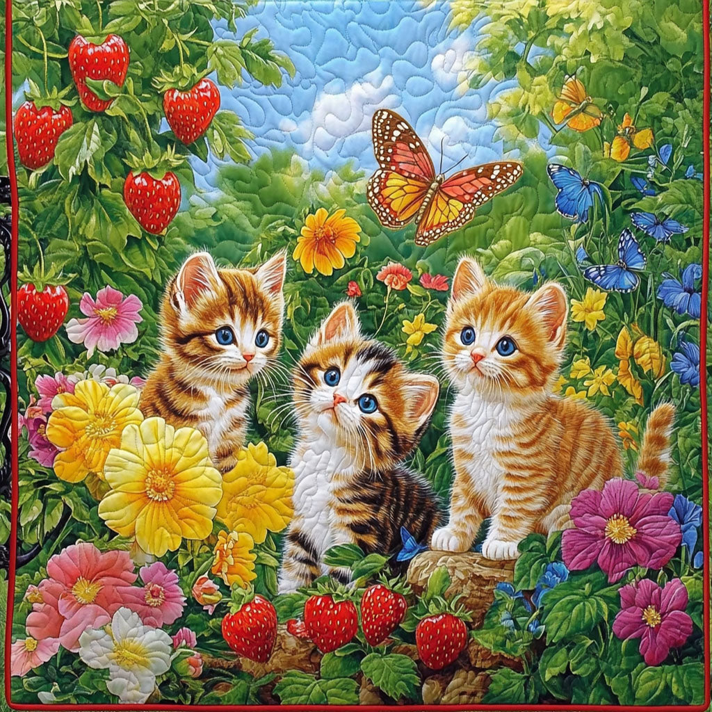 Strawberry Curiosity Quilted Blanket Best Throw Blanket Cat Presents Christmas