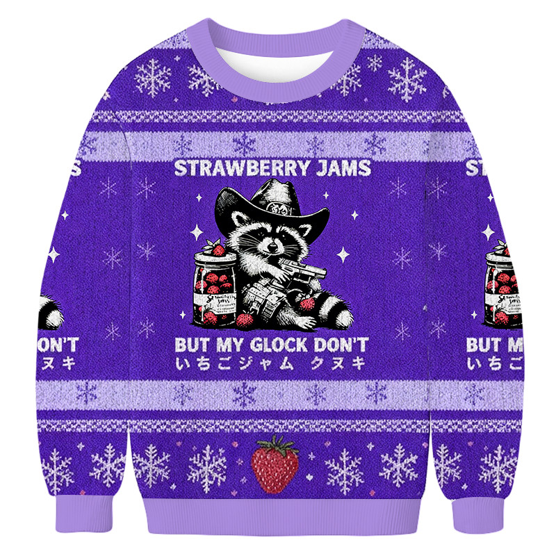 Strawberry Jams But My Glock Don't Christmas Ugly Sweater Xmas Wear Holiday Gift Ideas