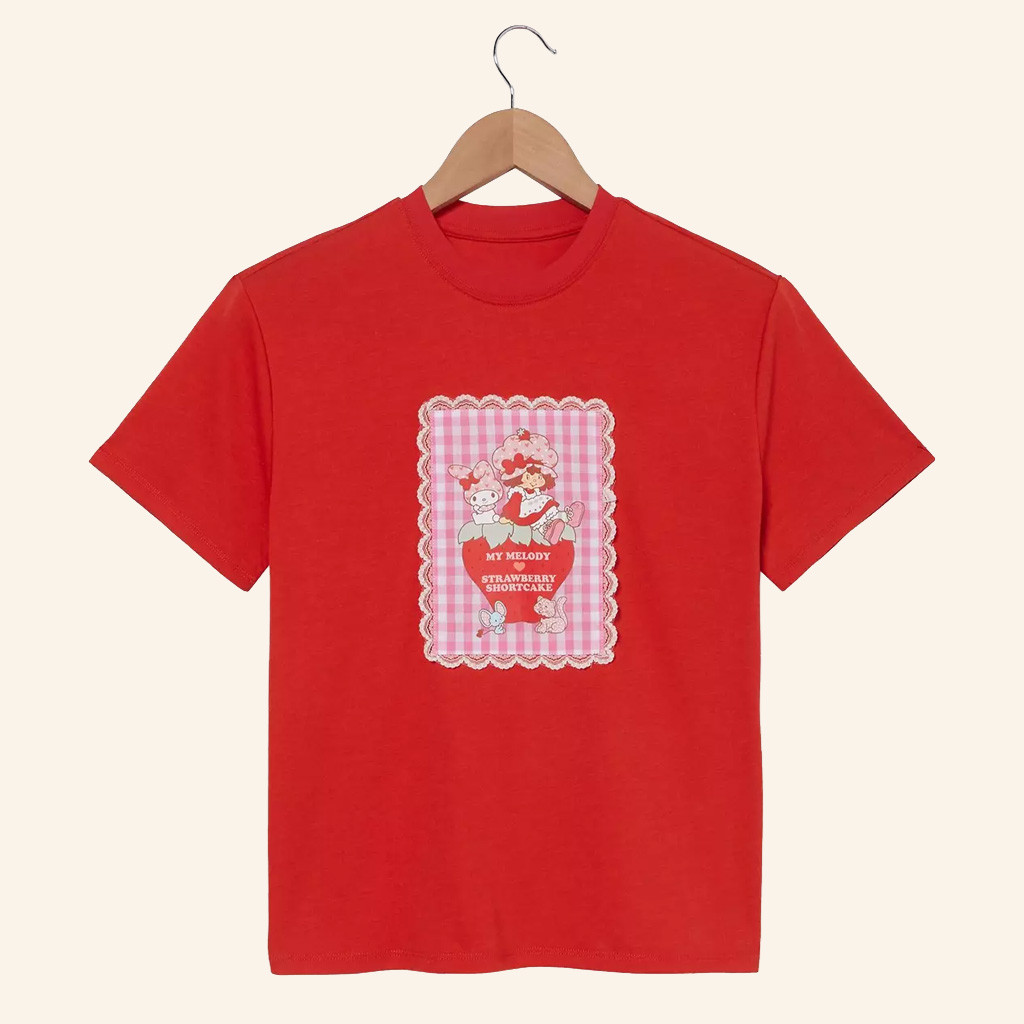 Strawberry Shortcake Merch My Melody And Strawberry Gingham T-Shirt Xmas Gifts For Daughter