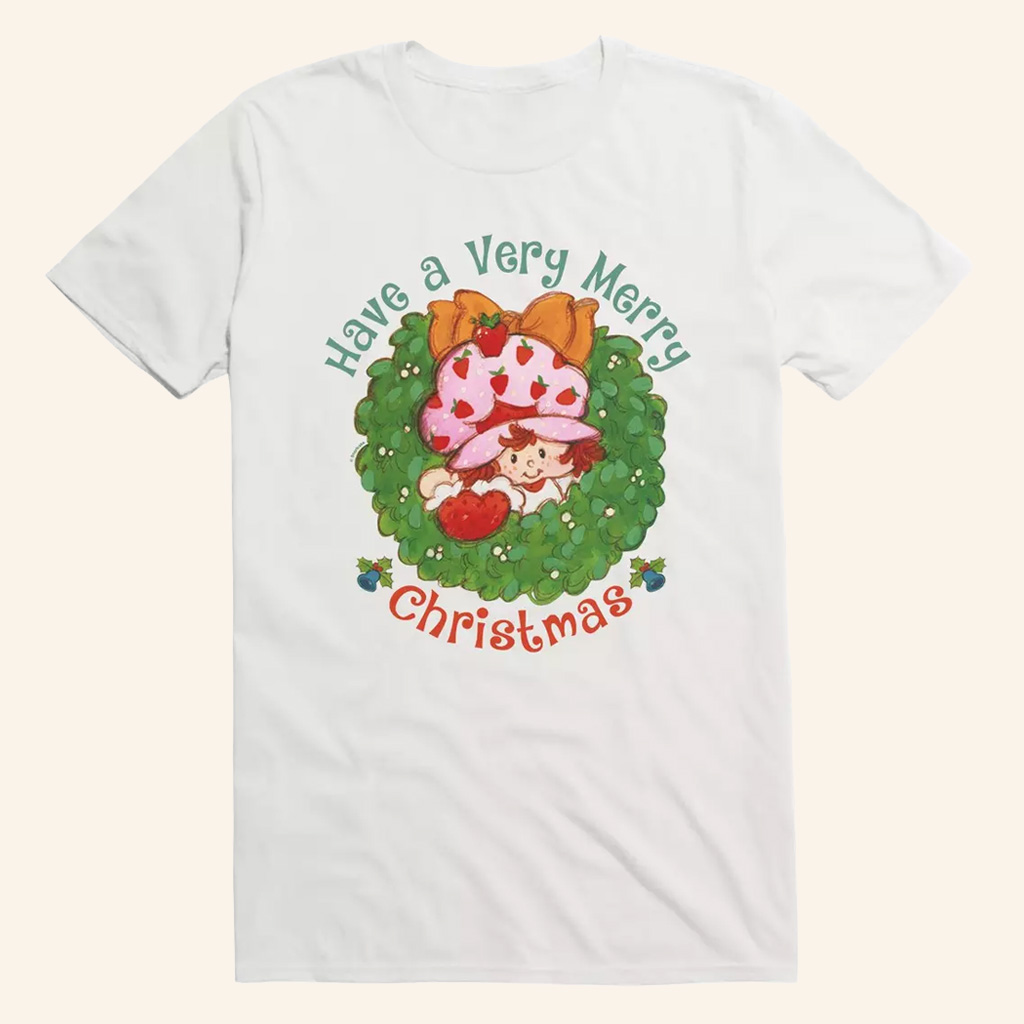 Strawberry Shortcake Merch Strawberry Shortcake Merry Christmas Wreath T-Shirt Gifts For Wife