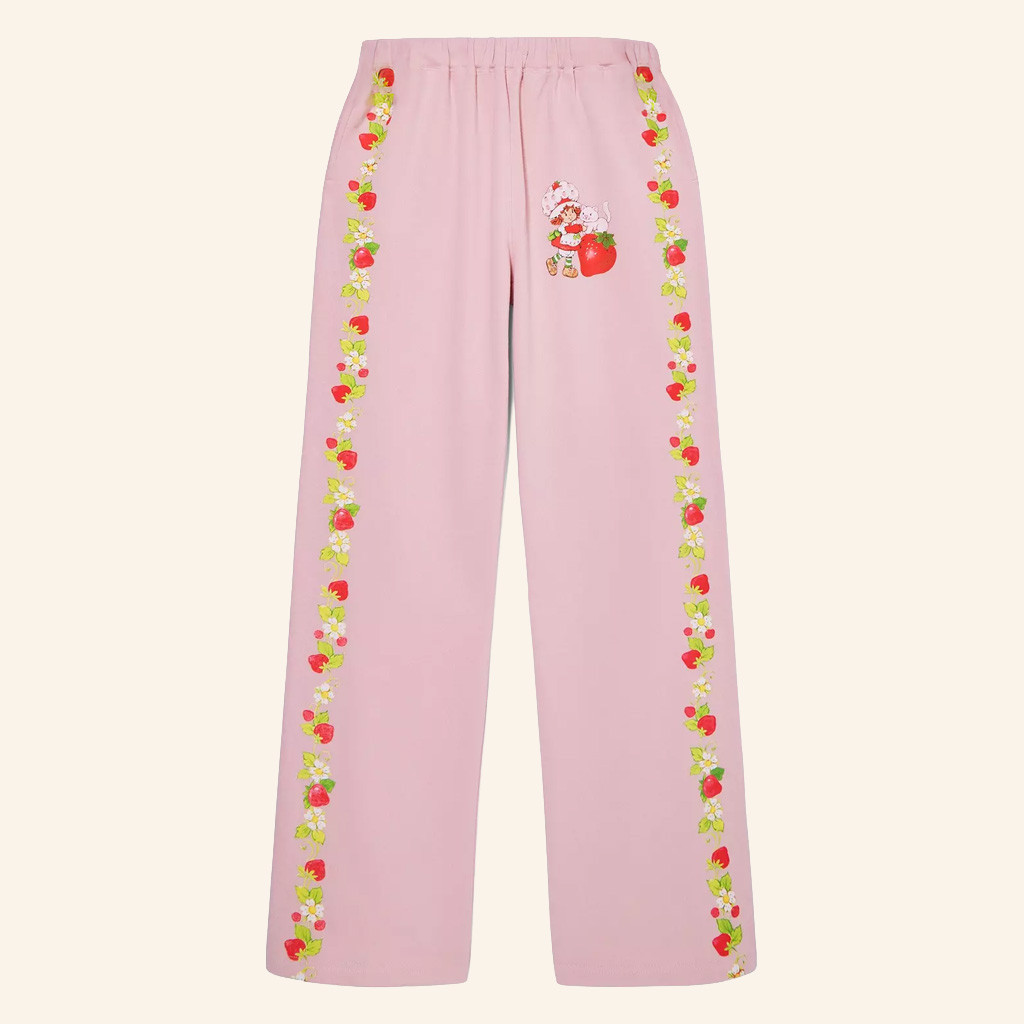 Strawberry Shortcake Merch Strawberry Shortcake Strawberry Stripes Wide Leg Women's Sweatpants