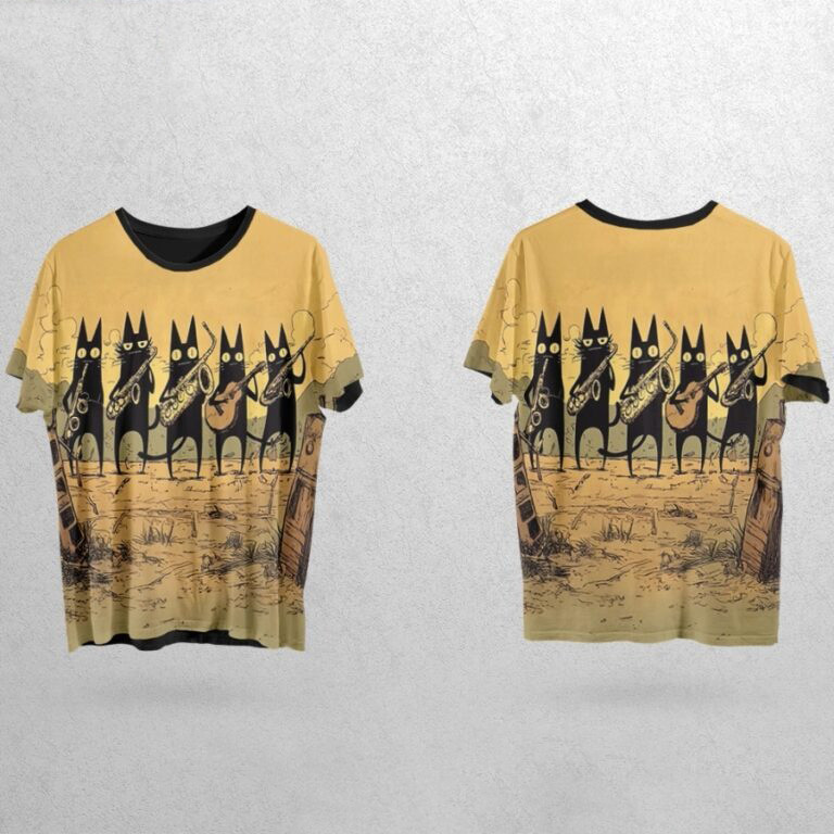 Stray Cat Sax Night Shirt Father's Day Gifts For Husband