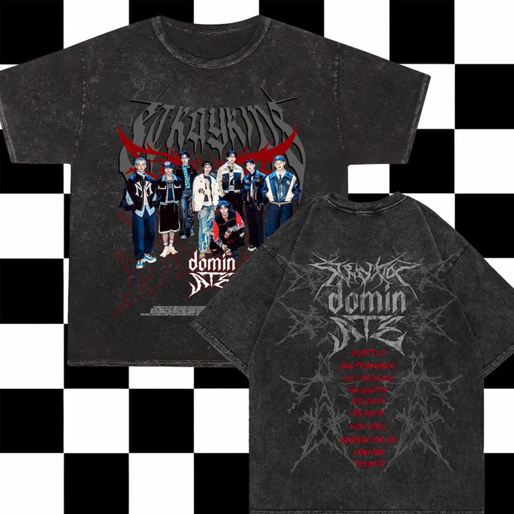 Stray Kids Domiate World Tour 2025 Mineral Wash Shirt Stray Kids Merch For Fans