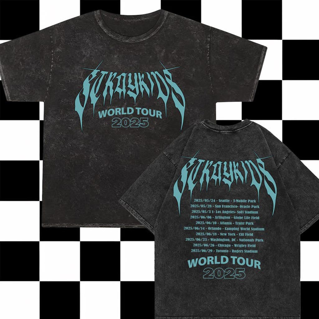 Stray Kids Domiate World Tour 2025 Mineral Wash Shirt Stray Kids Merch Gifts For Him Stray Kids Domiate World Tour 2025 Mineral Wash Shirt Stray Kids Merch Gifts For Him