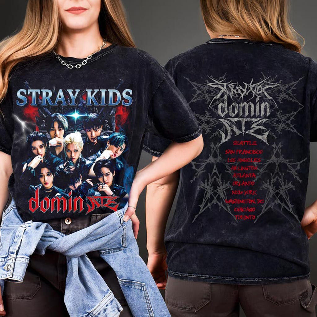 Stray Kids Domiate World Tour in US Mineral Washed Tee 2025 Stray Kids Domiate Shirt Stray Stray Kids Domiate World Tour in US Mineral Washed Tee 2025 Stray Kids Domiate Shirt Stray