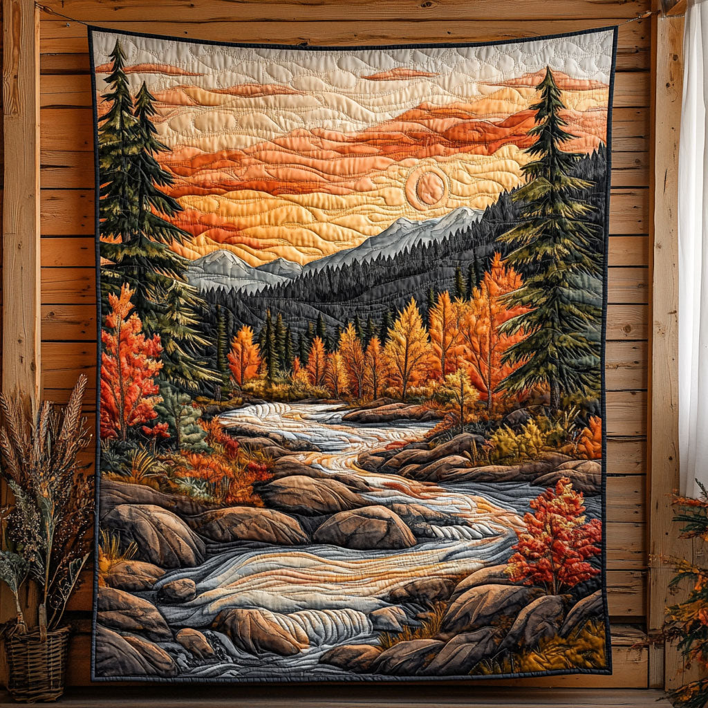 Stream Landscape Quilt Unique Holiday Gift Idea with Quilt Blanket