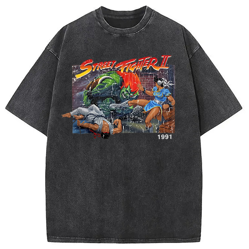 Street Fighter Retro Game Vintage Washed T-Shirt Retro Streetwear Graphic Top Gifts For Sister Street Fighter Retro Game Vintage Washed T-Shirt Retro Streetwear Graphic Top Gifts For Sister