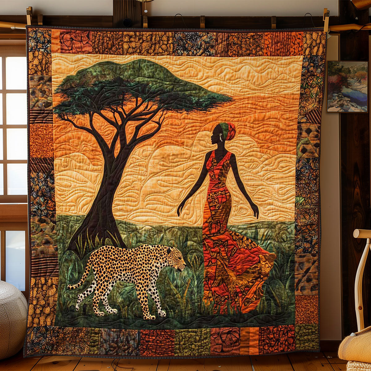 Strength and Serenity Quilt Blanket African Art Throw Blanket Gifts For Native American