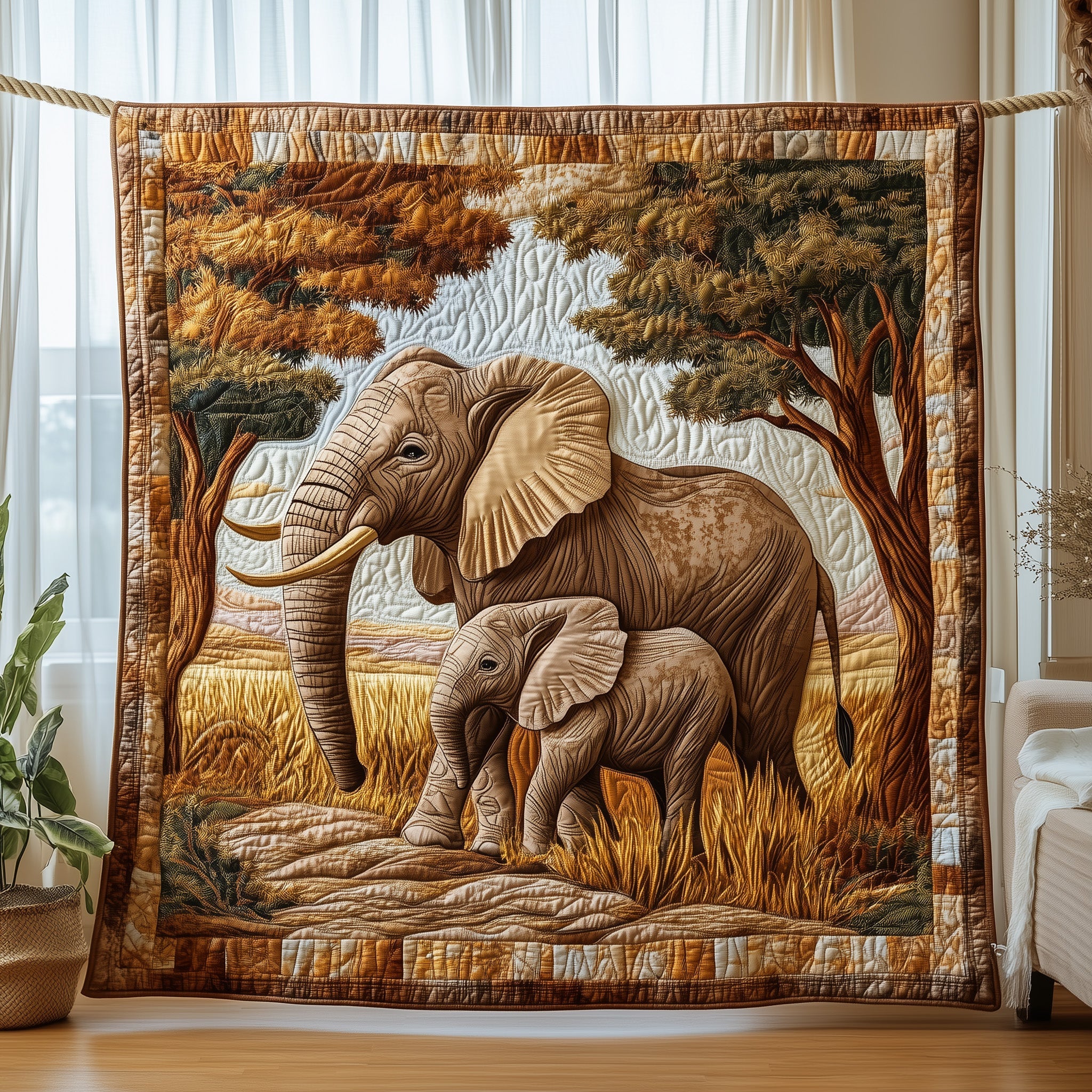 Strength in Love Quilted Blanket Nice Throw BlanketGifts For Someone Who Likes Elephants