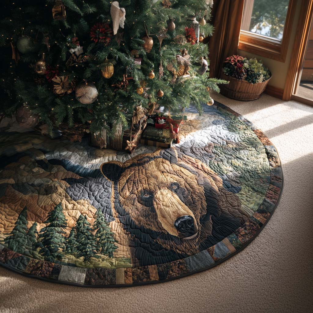 Strength Of Nature Christmas Quilted Tree Skirt Luxury Quilted Tree Skirt with Decorative Stitching