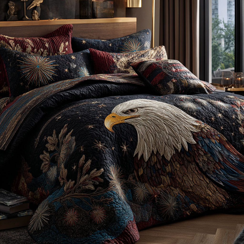 Strength of the Eagle Quilted Bedding Set Patriotic Bedroom Decor Gifts For Eagle Lovers