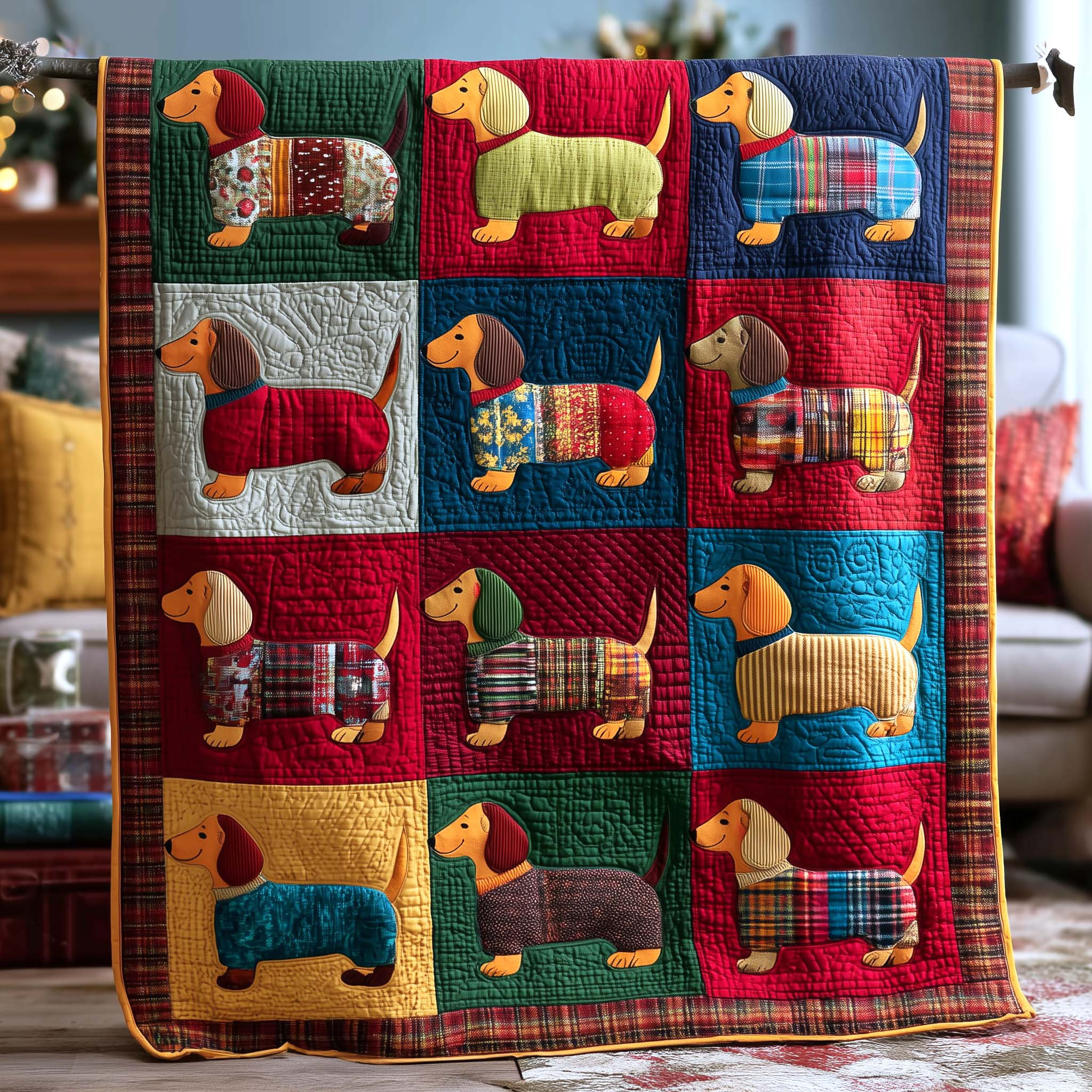 Stretchy Friend Quilted Blanket Holiday Bedroom Decoration Best Gift For Dog Lover