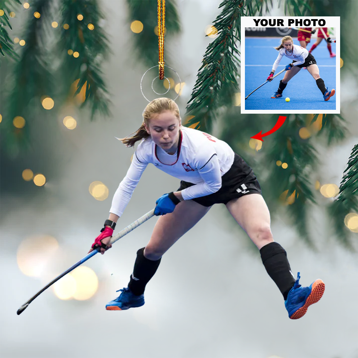 Strike Personalized Photo Mica Ornament Christmas Gift For Family Members Ice Hockey