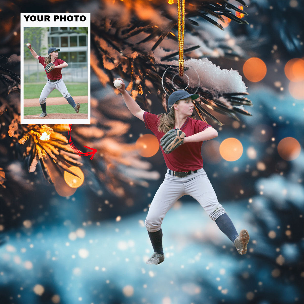 Strike Star Personalized Photo Mica Ornament Christmas Gift For Sport Players Sport Lo