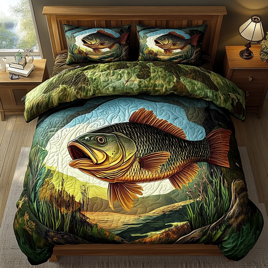 Strike Zone Quilted Bedding Set Best Bed Sheet Set Gifts For Fishing Lovers
