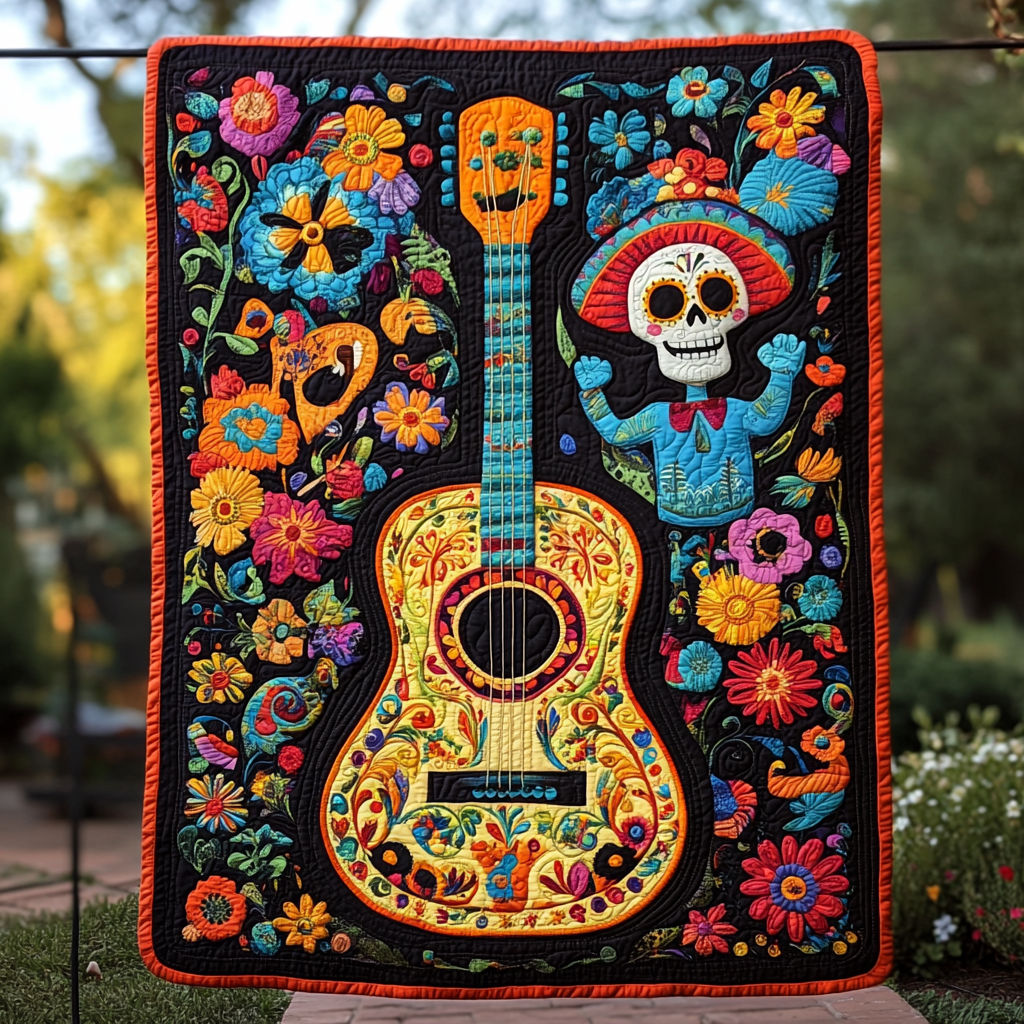 Strings of Rhythm Quilted Blanket Gift Ideas For Music Lovers