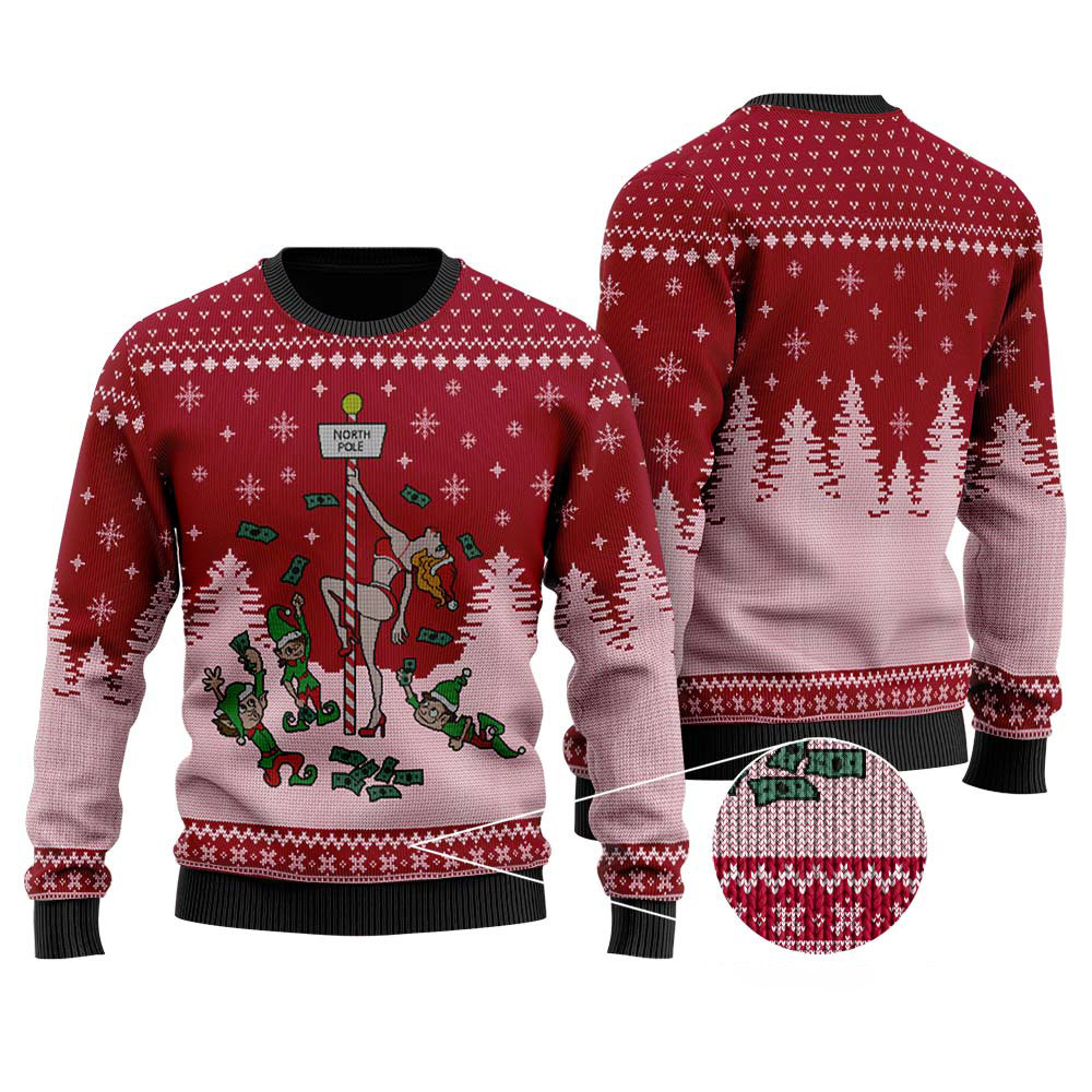 Stripper Pole Ugly Christmas Sweater Funny Christmas Sweater For Men Women Warm Winter Sweater to Brighten Your Holidays