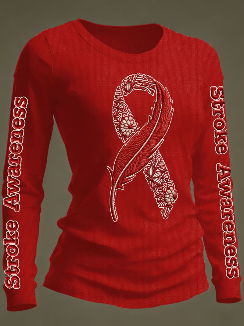 Stroke Awareness Long Sleeve Shirt Floral Feather Ribbon Supporter Merch Warrior Best Gift For Fighters