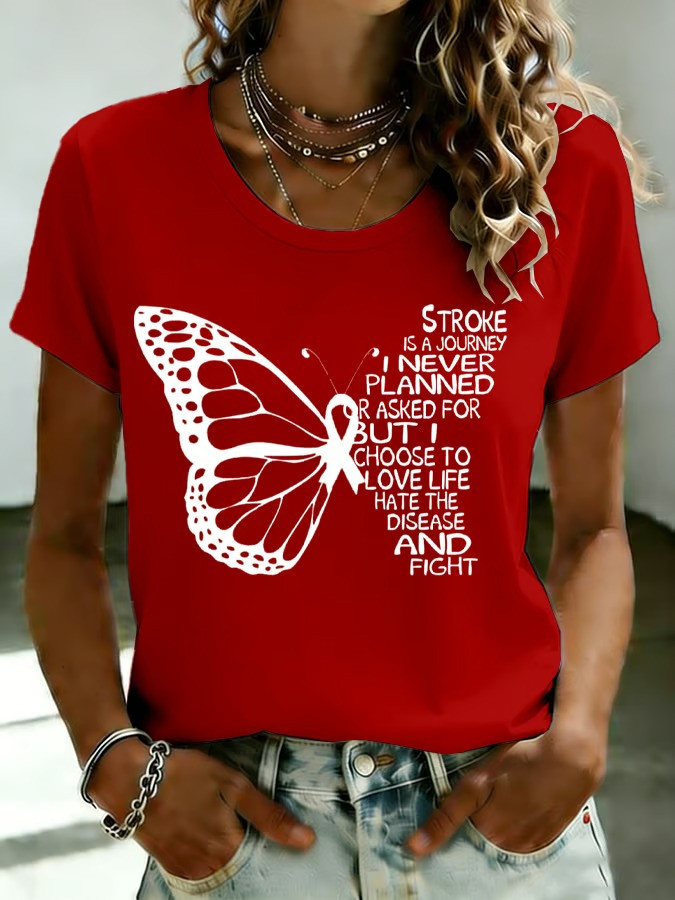 Stroke Is A Journey I Choose To Love Life T-Shirt Butterfly Awareness Ribbon Warrior Gift For Fans