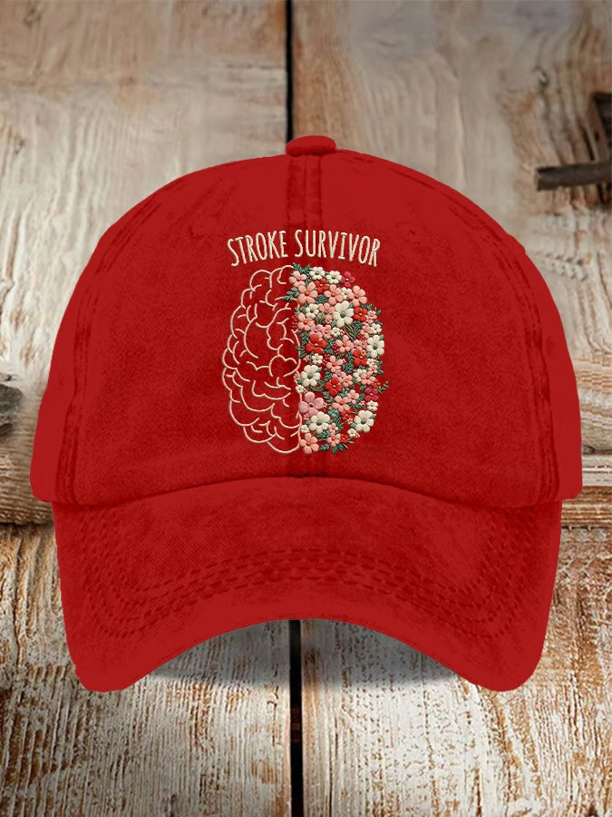 Stroke Survivor Baseball Hat Floral Brain Awareness Cap Ribbon Supporter Best Gift For Stroke Warriors