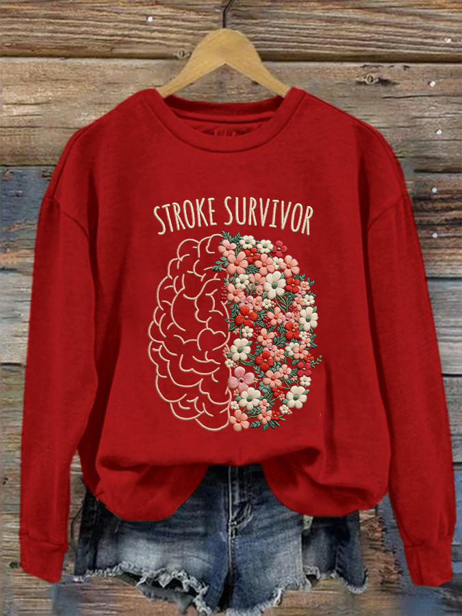 Stroke Survivor Floral Brain Sweatshirt Stroke Awareness Month Clothing Brain Health Gift Idea