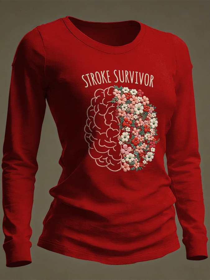 Stroke Survivor Stroke Awareness Long Sleeve Shirt In May We Wear Red Apparel Gift Idea