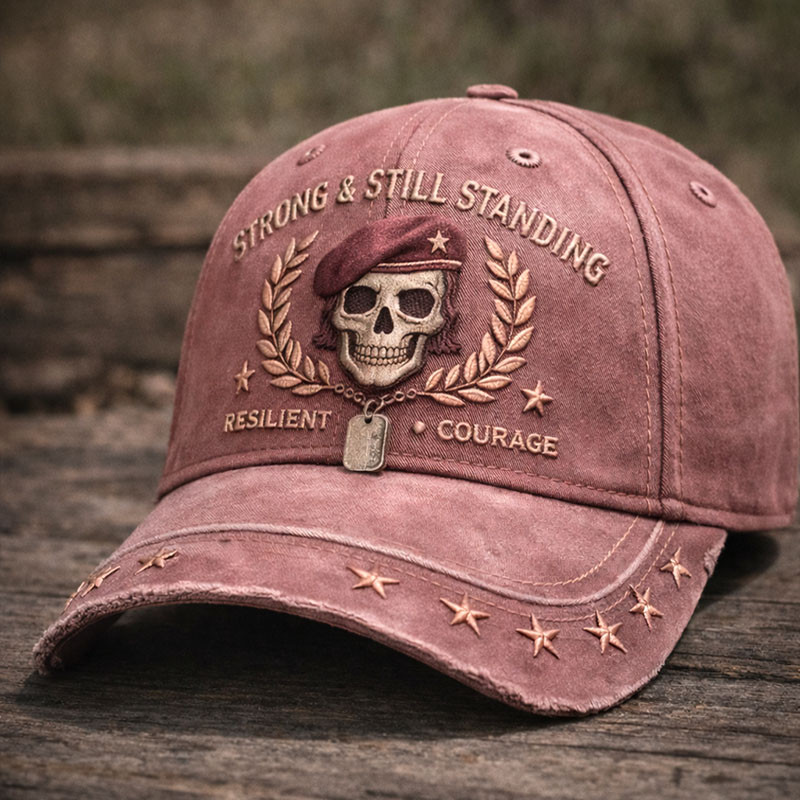 Strong And Still Standing Hat Patriotic Skull Baseball Cap Patriotic Gift For Girlfriend