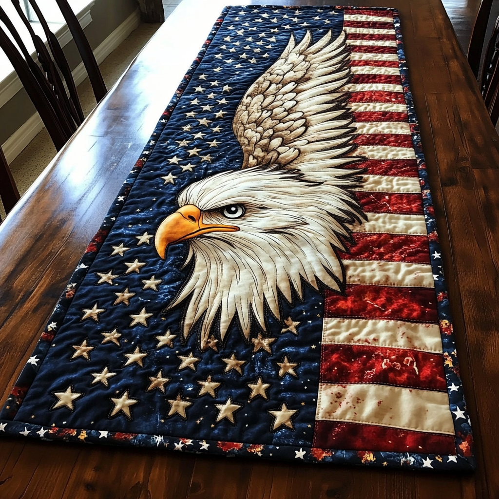 Strong Eagle Quilted Table Runner Kitchen Decor Patriotic Novelty Items