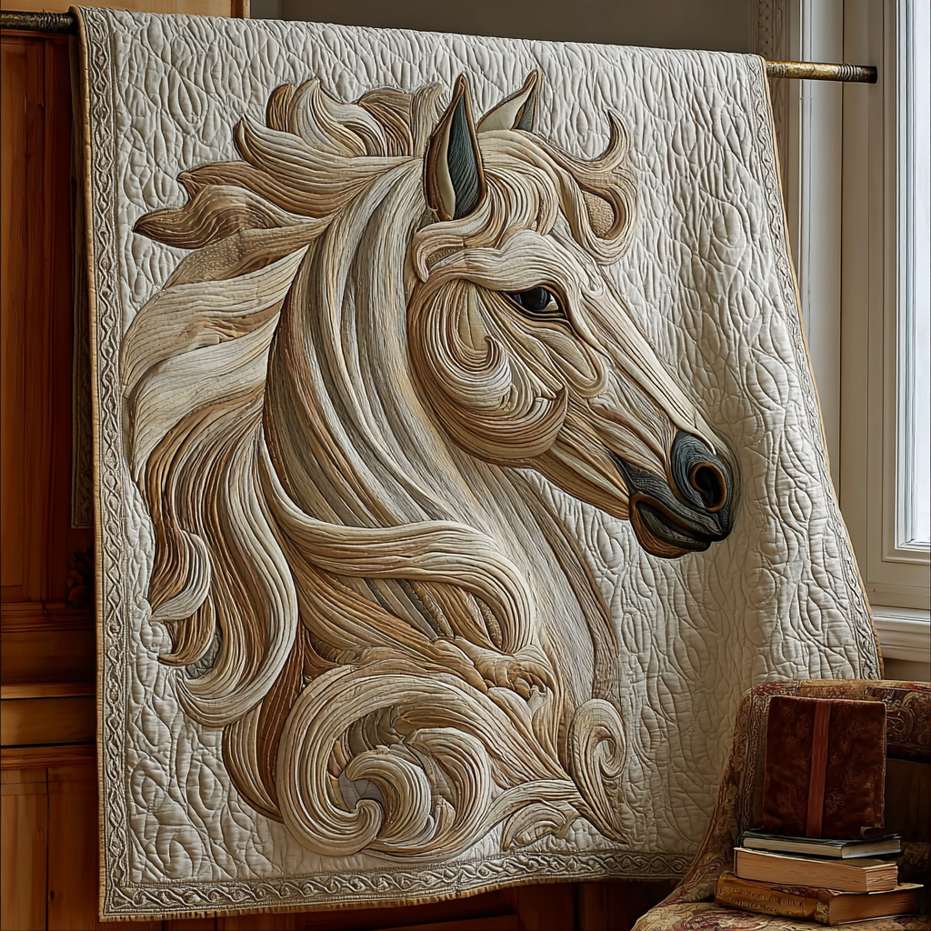 Strong Horse Quilted Blanket Christmas Holiday Top Gifts For Lion Lovers