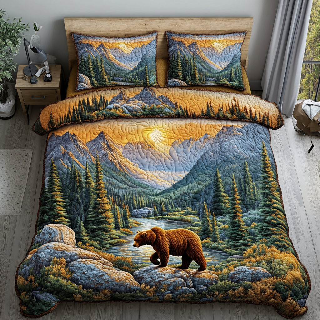 Strong Wilderness Quilted Bedding Set Best Bed Sheet Set Gifts For Wild Animal Lovers